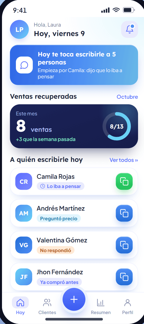 Lista diaria de a quién escribirle